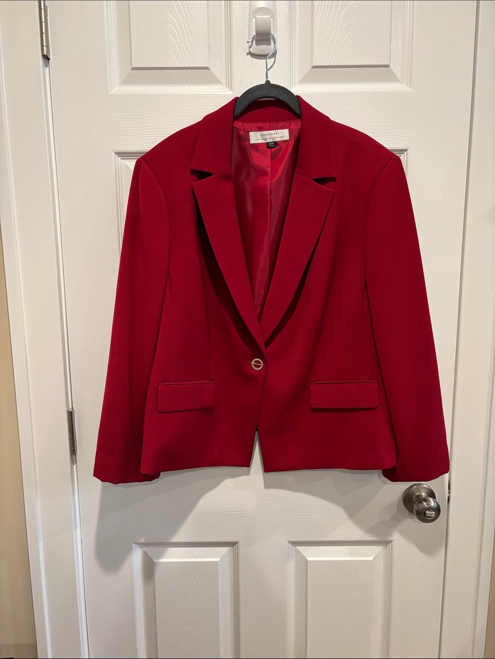 Tahari Vibrant Red Single-Button Blazer